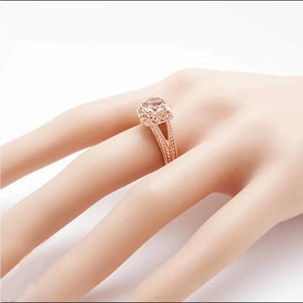 New Women’s Rose Gold Plated Diamond Ring - Picture 4 of 4